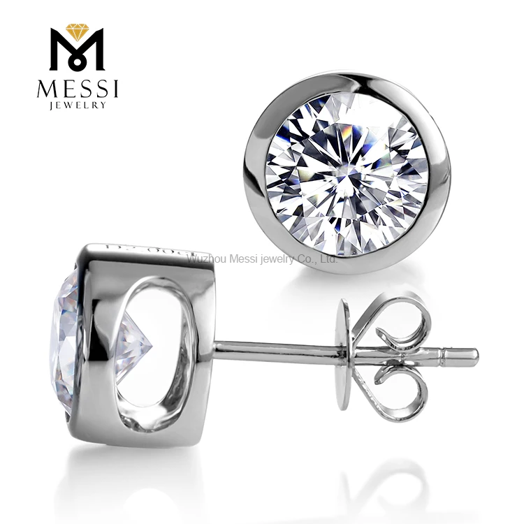 Fashion customized 18k gold jewelry 2 ct diamond moissanite earrings