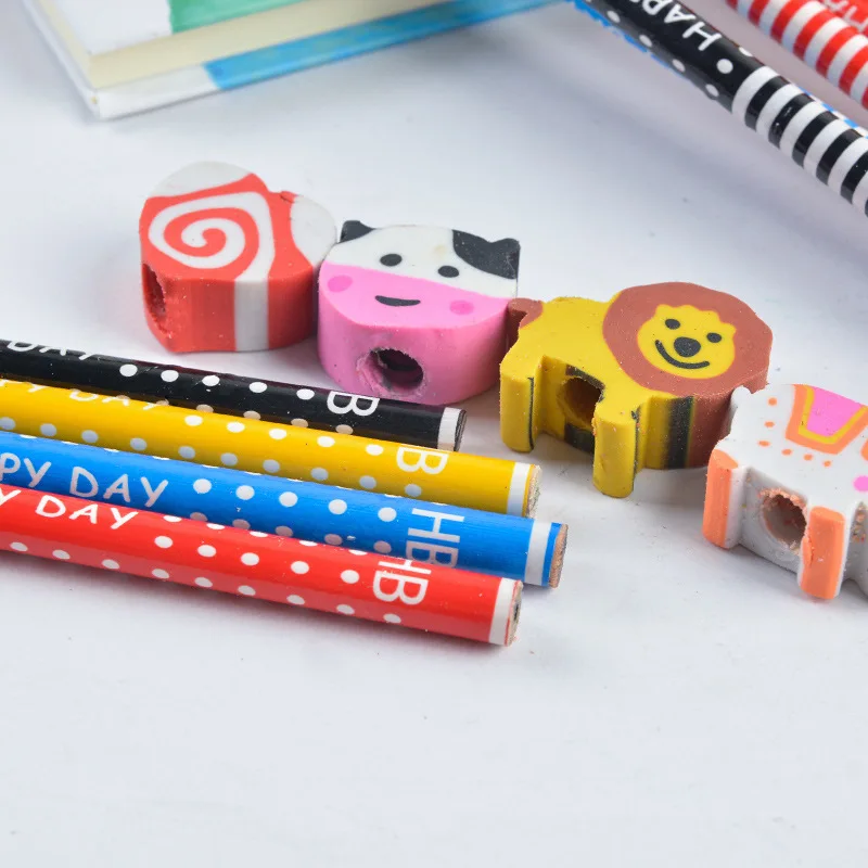 Black HB Pencil Wholesale Animal Cartoon Style Custom Acceptable 18cm HB Pencil With Eraser School Supplies