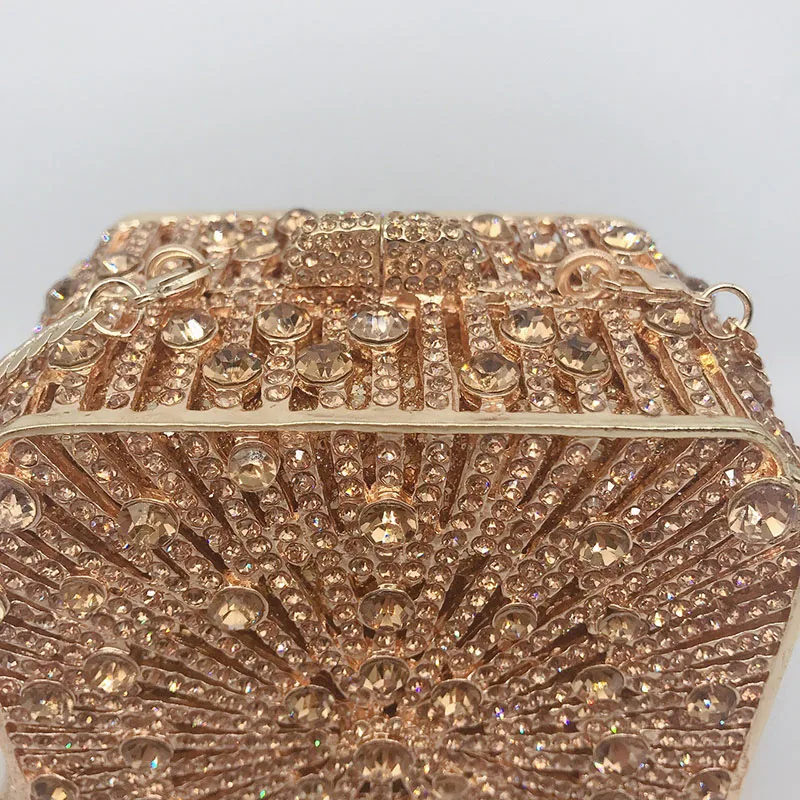 Crystal Women Evening Bag Metal Box Clutch Wedding Bridal Diamond Minaudiere Mini Handbags Ladies Party Purses