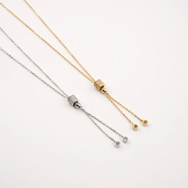 Zircon Inlaid Gold Small Waist S925 Silver Necklace Japanese Korean Creative Personalized Collarbone Chain Factory Wholesale