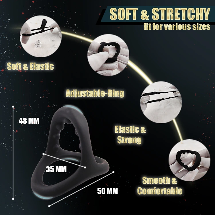 SEXBAY 2024 latest design for medical silicone Triangle Cock ring set Shark Massage delay ring elastic safe male sex toy