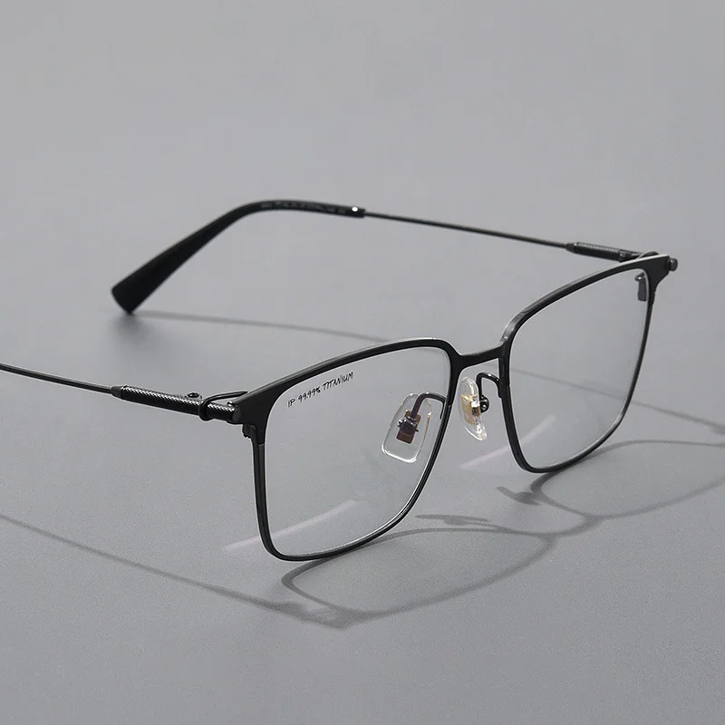 2024 Unisex Business Black Square Frame Glasses Pure Titanium Lightweight High-End Optical Eyewear Titanium Glass