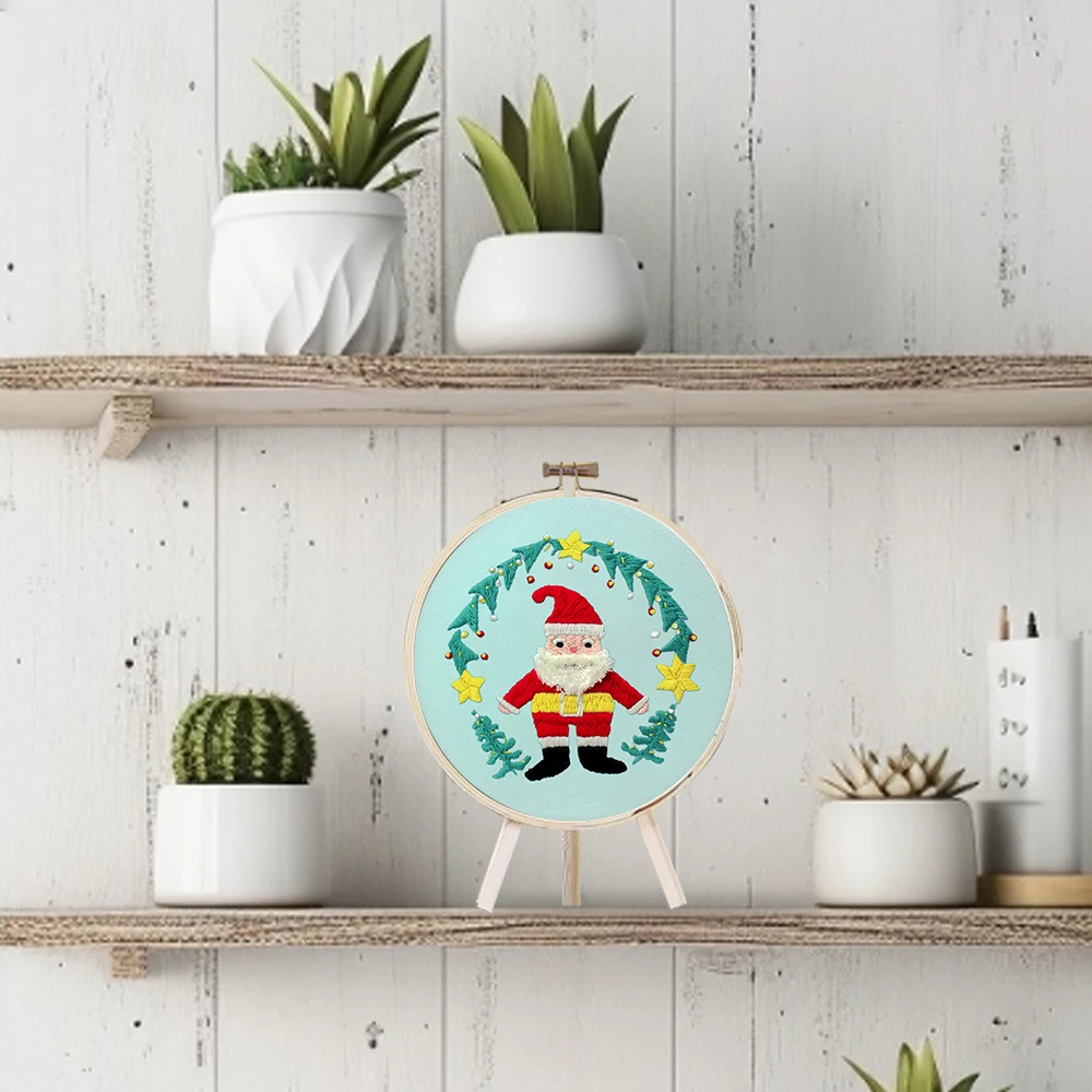 New Diy Flower Santa Claus Snowflakes Pattern Embroidery Kit For Beginners Semi-finished Hand-made Embroidery Set Textile Crafts
