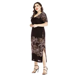 Hot selling heavyweight 6XL summer dress maxi dress dark red dress women plus size