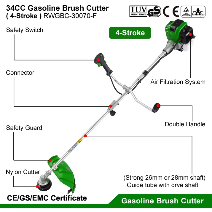 Sale 34CC Gasoline Power Grass Cutter 4-Stroke Farm Gardening Tools Gas Grass Trimmer Machine Lawn Mower Petrol Brush Cutters