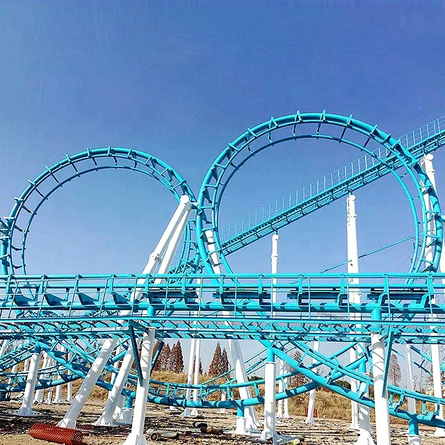 New Design Amusement Park Rides Four Loop Roller Coaster Theme Park Equipment 4 Loop Swing Roller Coaster For Sale