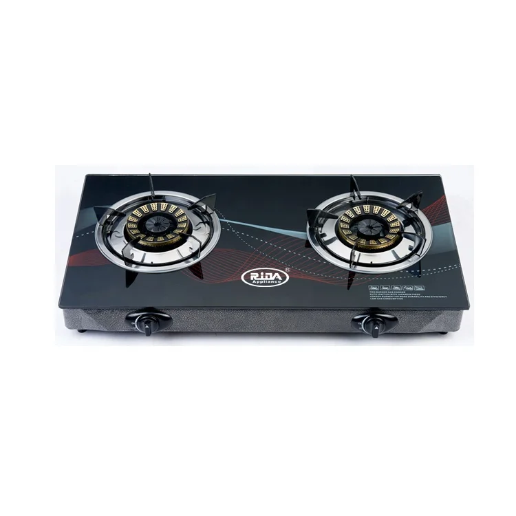 Изготовленная на заказ газовая плита с 2 горелками из закаленного стекла с автоматическим зажиганием толщиной 7 мм
