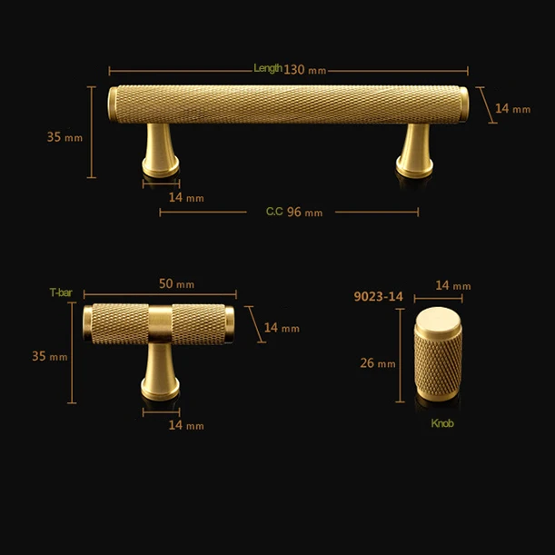 Knurled popular kitchen wardrobe pulls solid brass cabinet handles