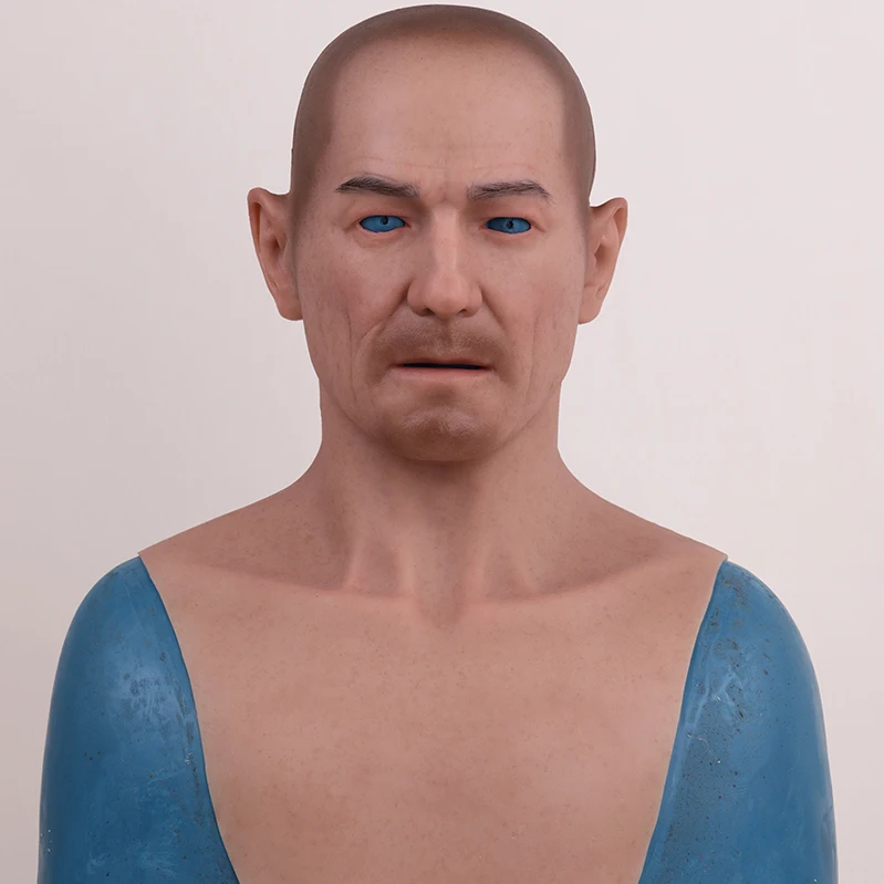 Halloween Crossdresser Realistic Masks Man Face Headmask Silicone Male Mask With Fake Breast