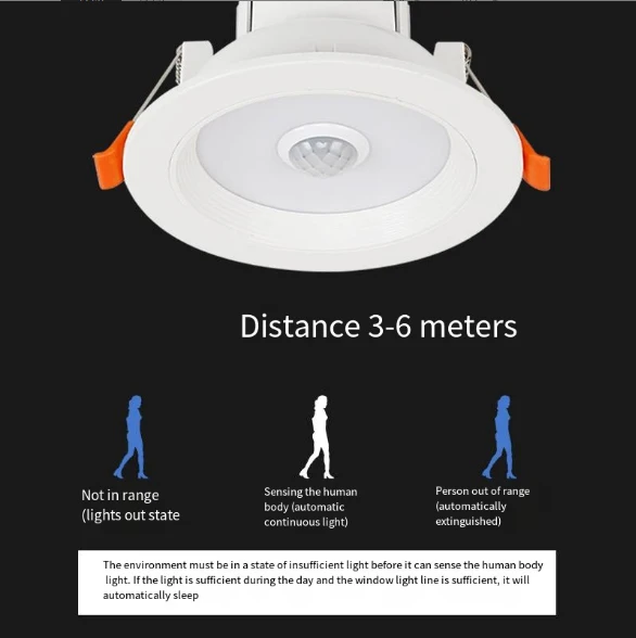 Zhongshan Factory Direct  5W 7W 9W radar sensor aluminum plastic Human Body Sensor down light