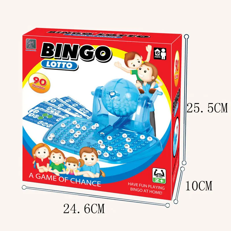 Fun game 90 number ball blue lottery machine 72 cards bingo for 6+ kids