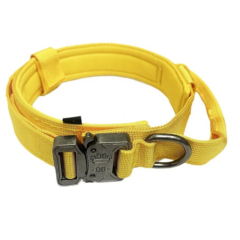 Durable Tactical Metal Buckle Dog Collar Leash Set Adjustable Pet Collar Leash Medium Large Dog Leash Dog Supplies
