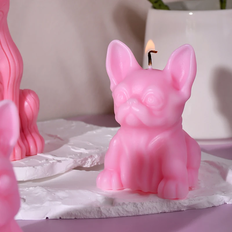 DUMO 3D Dog Design Candle Silicone Mold DIY Animal Mold Modern Home Decoration Method Fighting Dog Candle Moulds Silicone