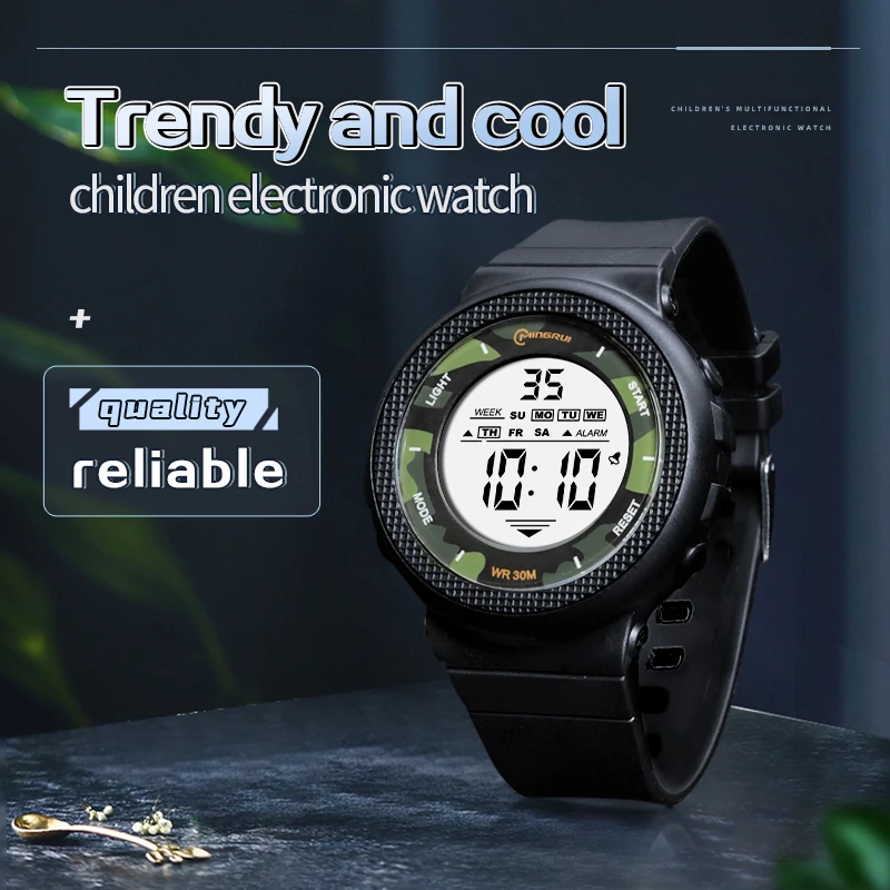 Wholesales Round Black Sport Multifunctional Calendar Waterproof Digital Watch For Boys