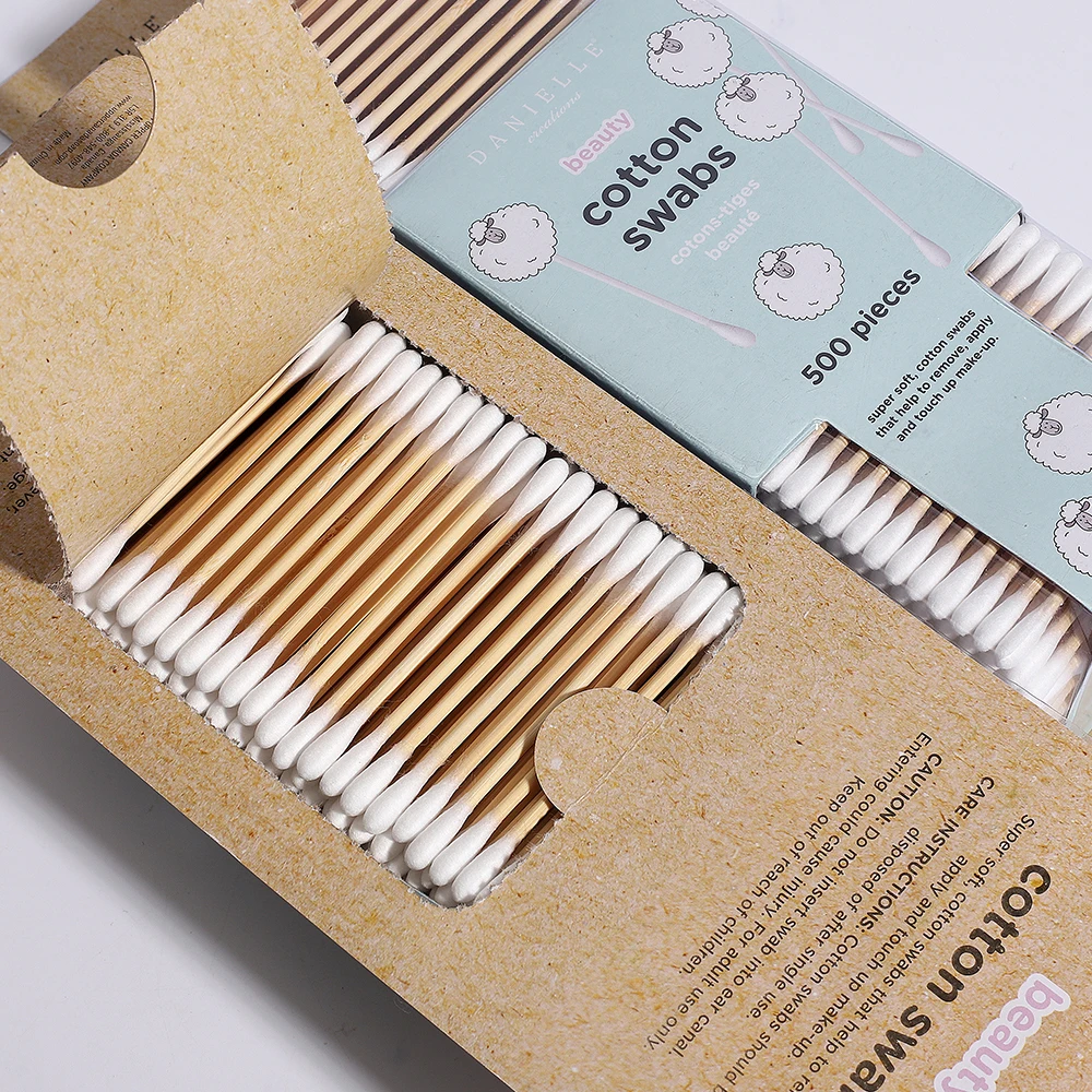 Cheap cotton buds, medical bamboo sticks for cleaning ears cotton buds in blister package, earphone