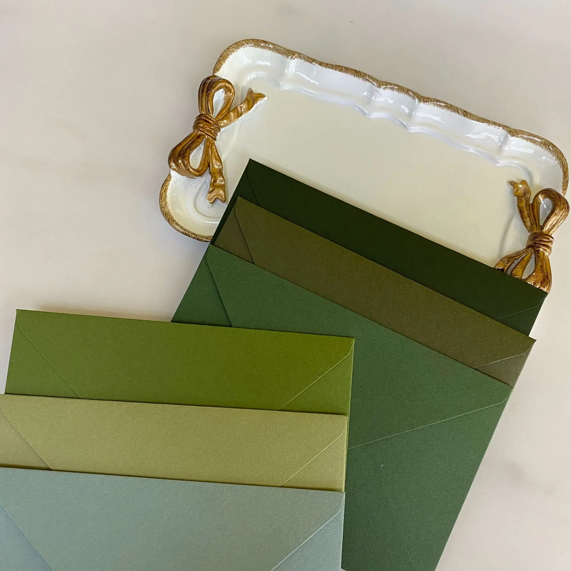 Custom wedding invitation fancy green paper foil Vellum Color envelope Paper gift envelopes with logo