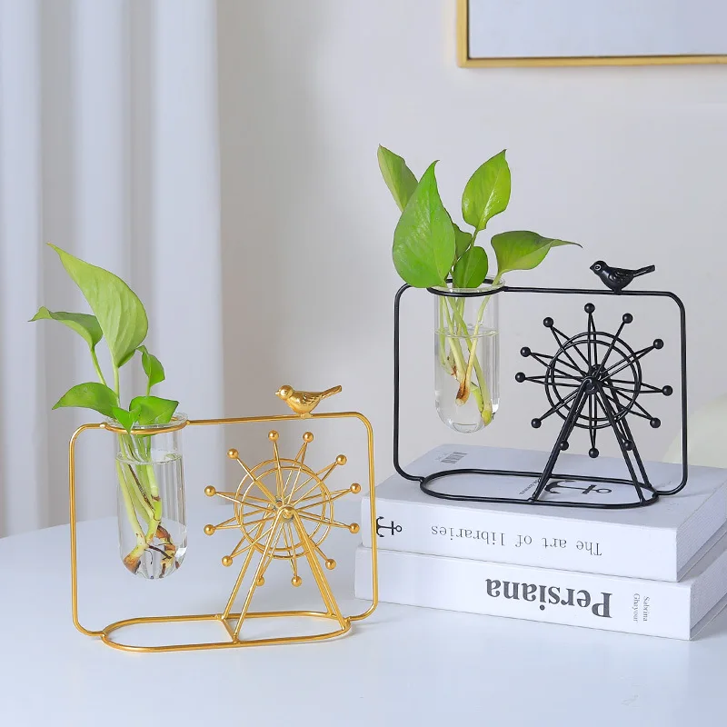 Nordic decor living room desktop ferris wheel home accessories hydroponic ornaments green plant container glass test tube vase