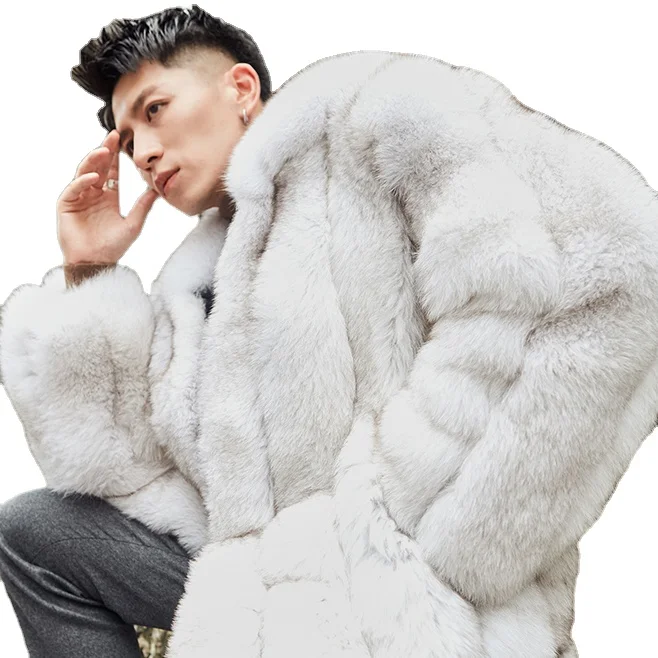 Норковая зимняя новая модная шуба из Меха чернобурки мужская куртка