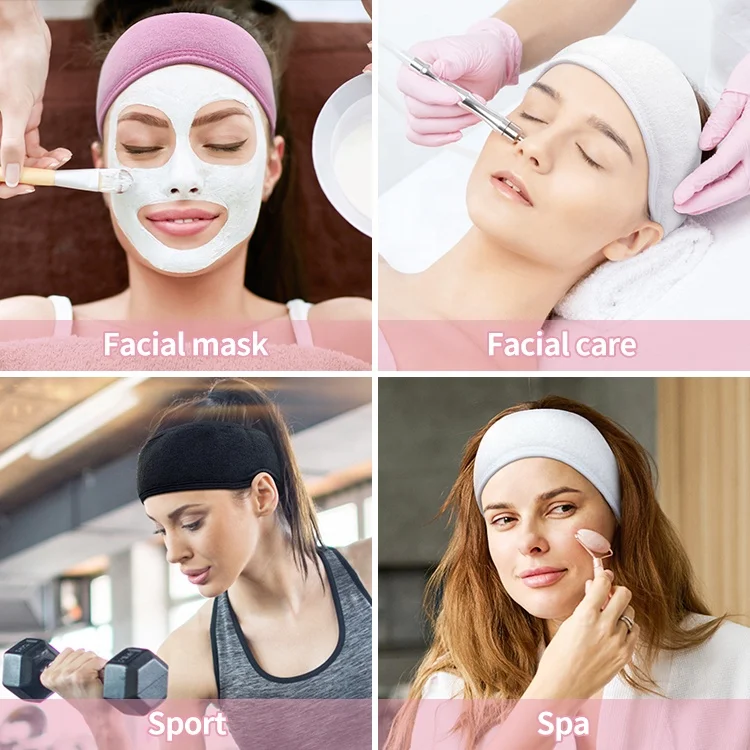 Salon Stretchy Head Band Brand Spa Skincare Custom Logo Women Facial Hairband Towel Headband for Facial