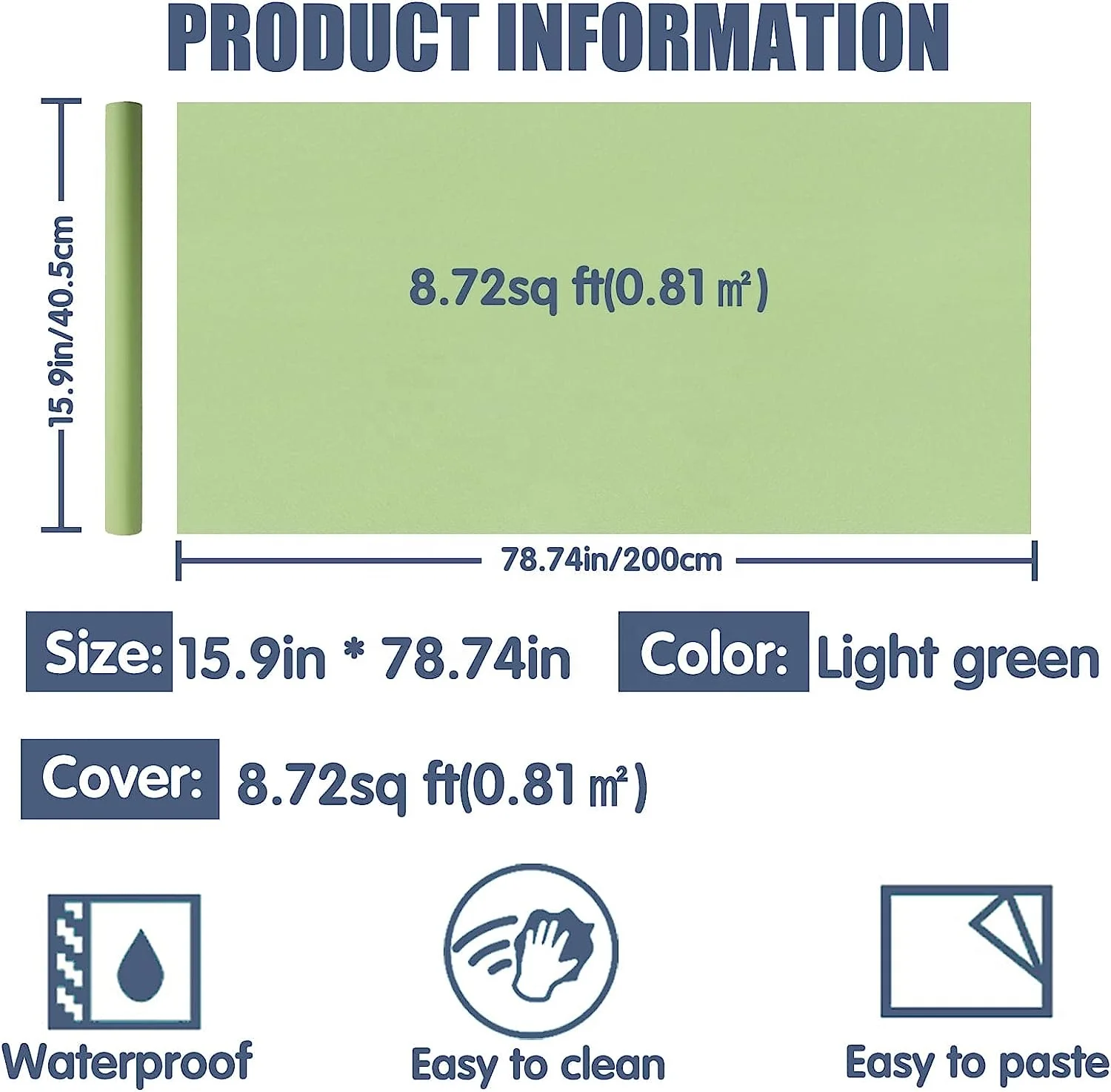 Nature wallpaper thickened PVC wallpaper self-adhesive solid color green color wallpaper wall decorations for home