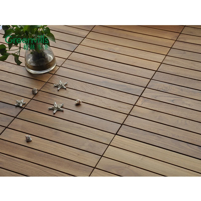 Guangzhou DIY Interlocking deck tiles Waterproof Burma Teak solid wood outdoor garden path decking tiles