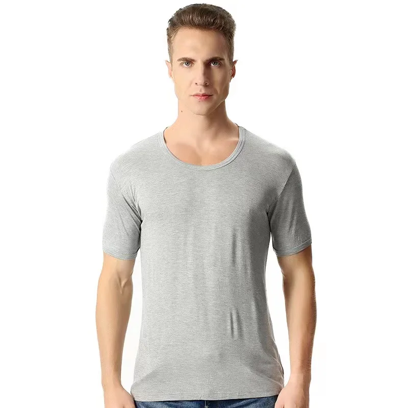 Wholesales High Quality Bamboo Fiber T-shirt Men Large Size T-shirt O neck V neck Short Sleeve