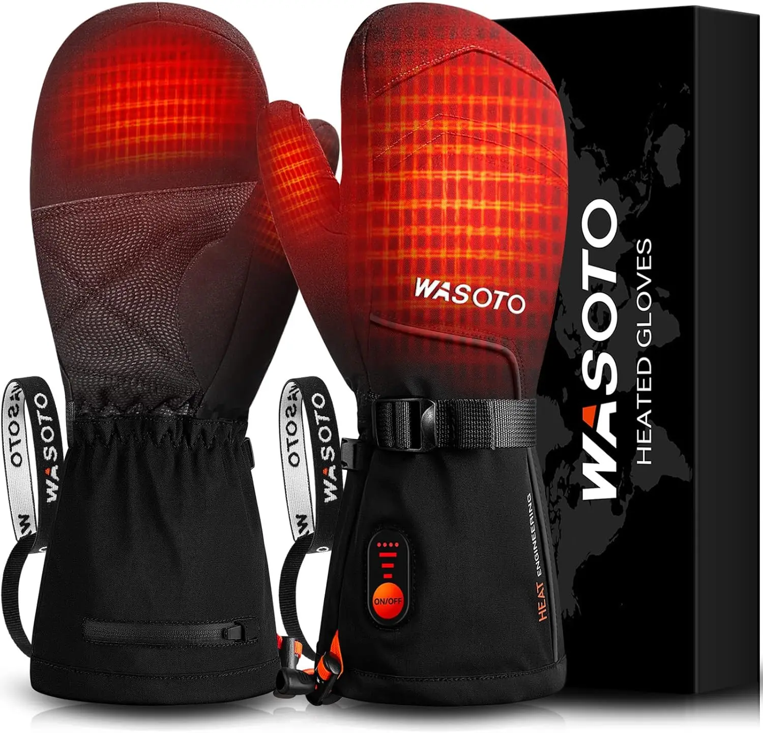 Wasoto Smart Winter Waterproof Heated Mittens Snowbroading Skiing Rechargeable Battery Electric Heated Mitten Gloves