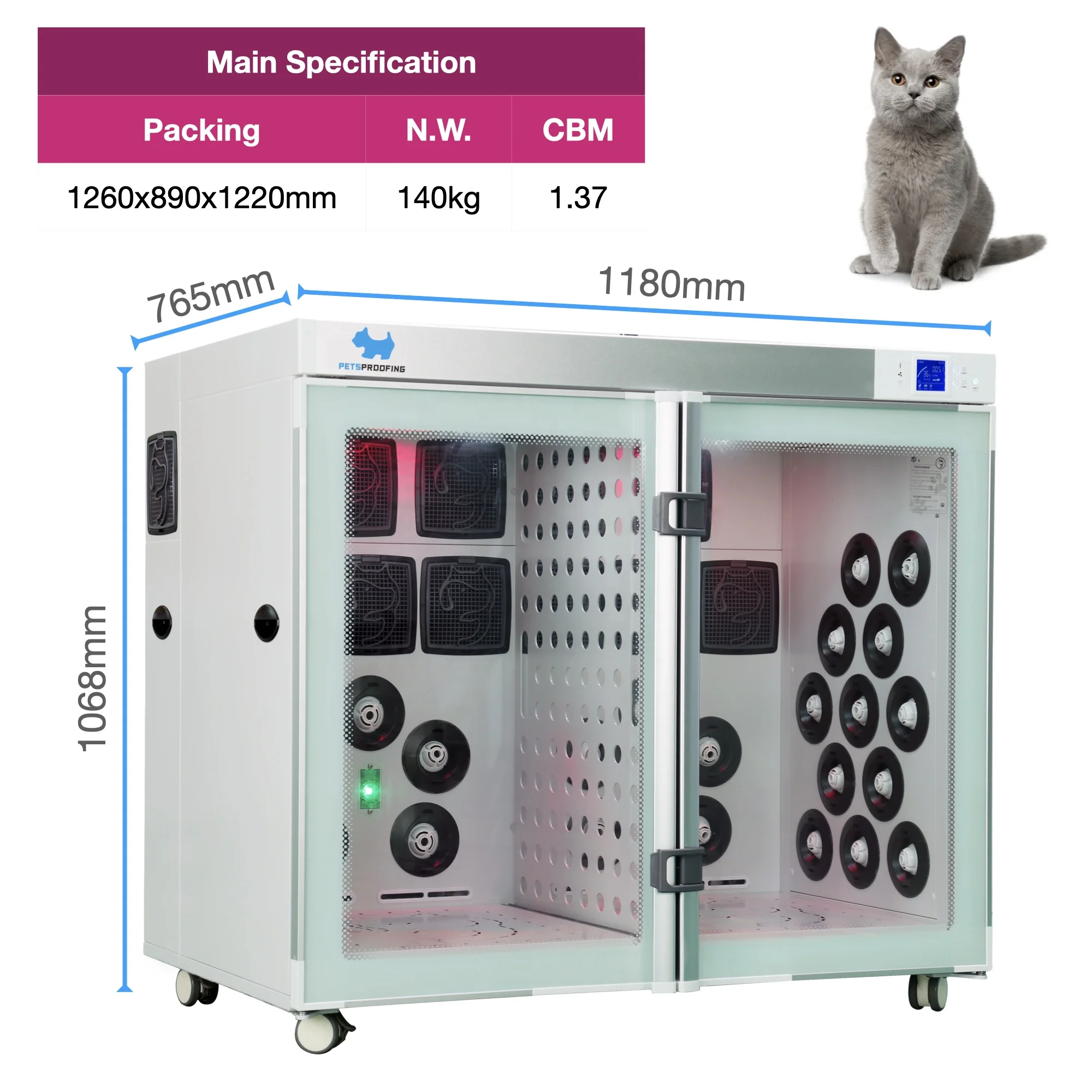 Pet supplies Automatic High Velocity Smart Dog Pet Pets Cat hair blower groomers Dryer box drying Cabin cage grooming Machine