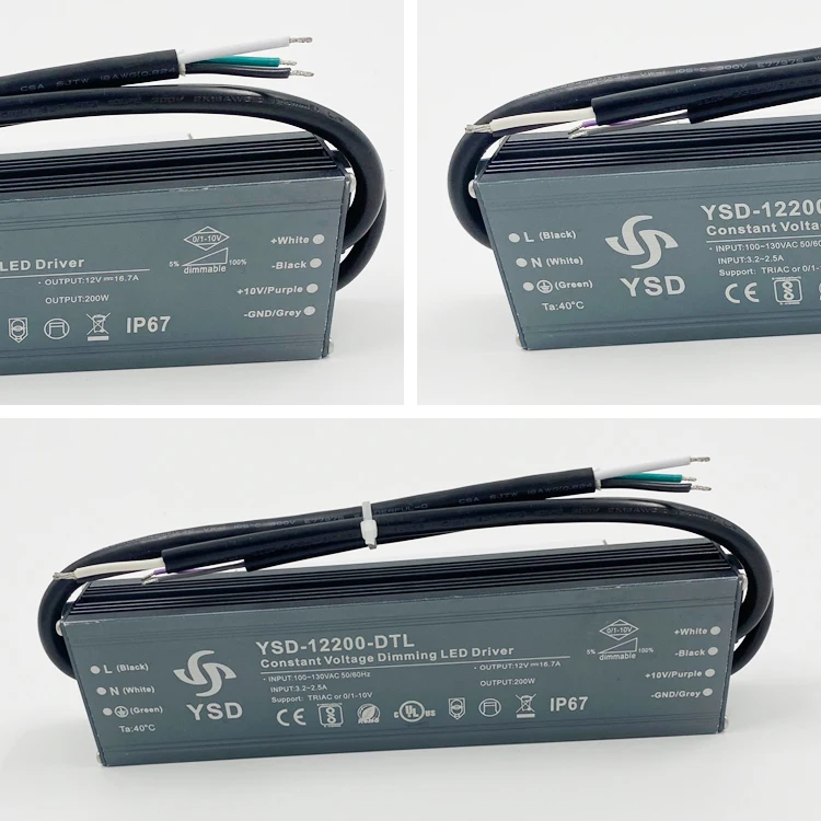 dimmable led driver triac 100w 200w 300w 0-10v dc 12v 24v