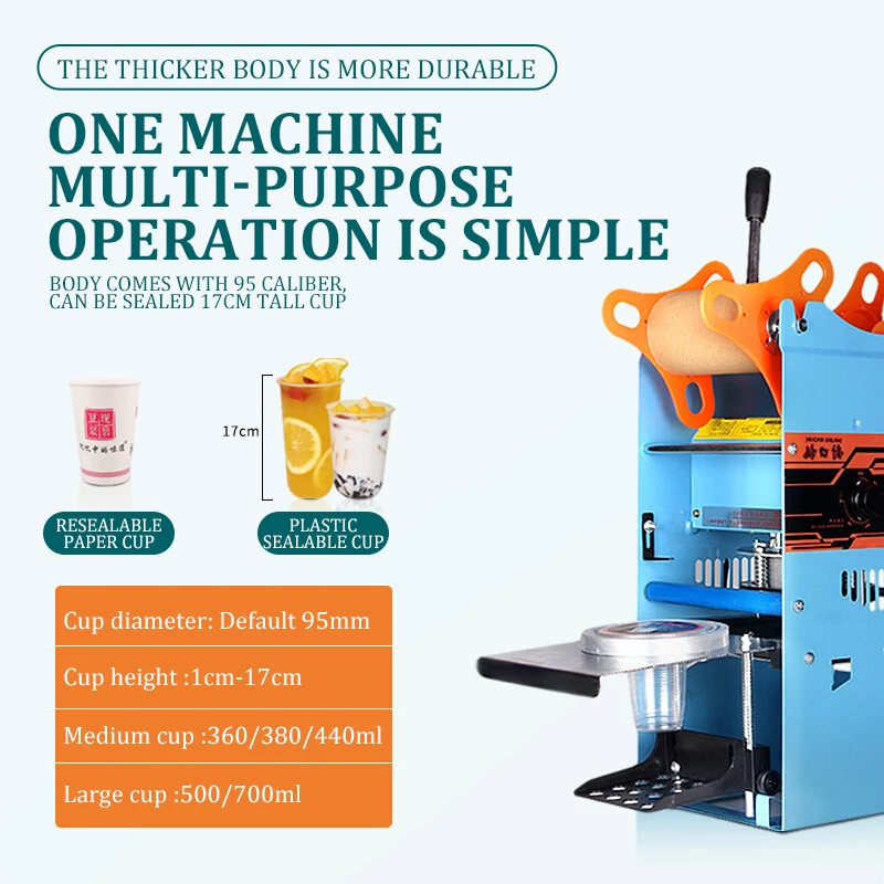 Manual bubble tea plastic paper cups film cutting sealer sealing machine cup sealer