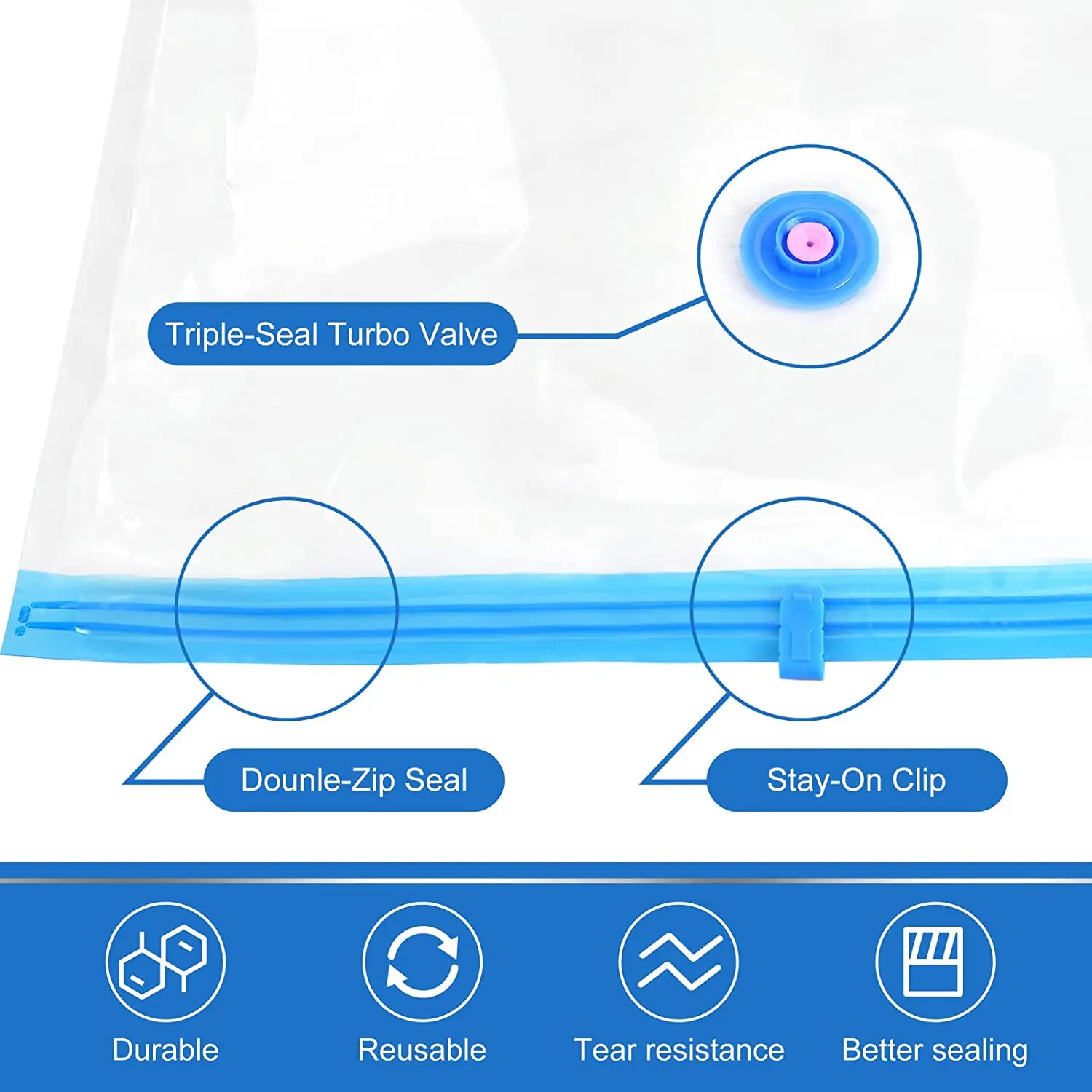 PA/PE space saver vacuum compression storage bags 6 pack jumbo vacuum storage bags for organizer clothes