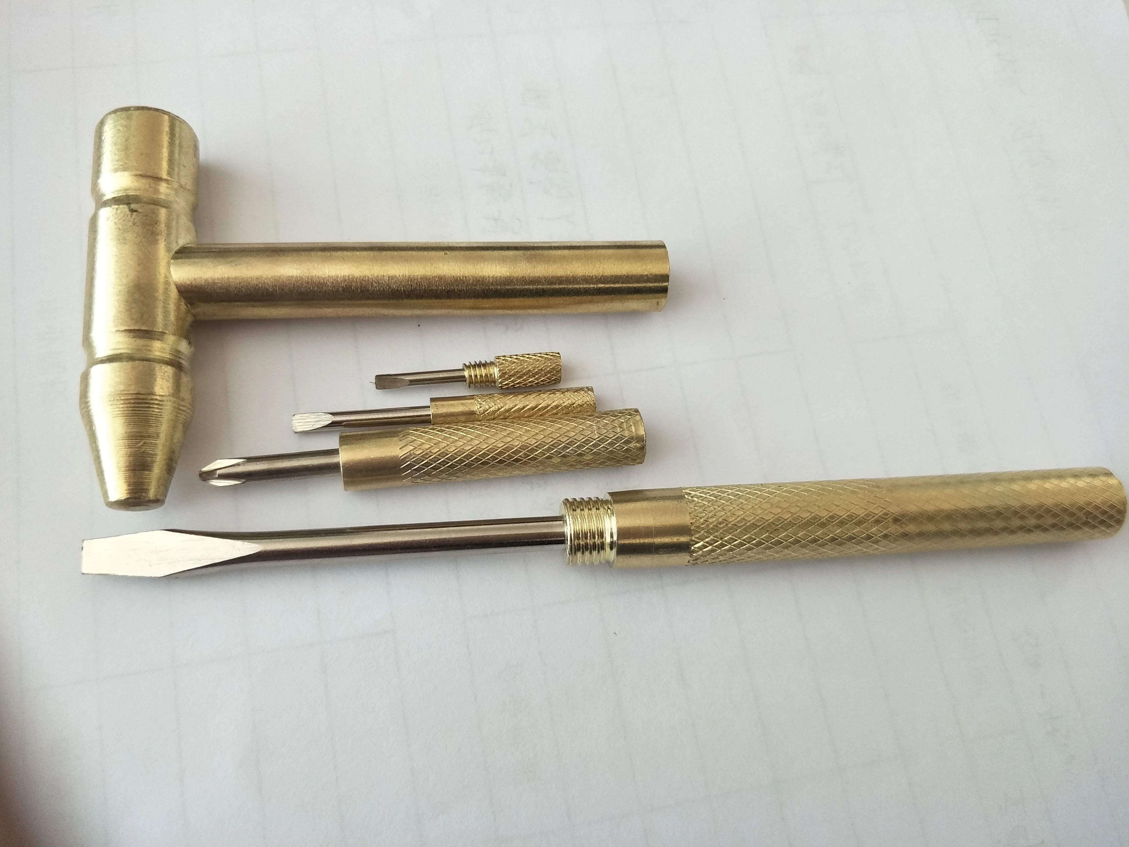 Solid Brass Copper Colour Head Sledge Hammer for Watch Repair Hammer