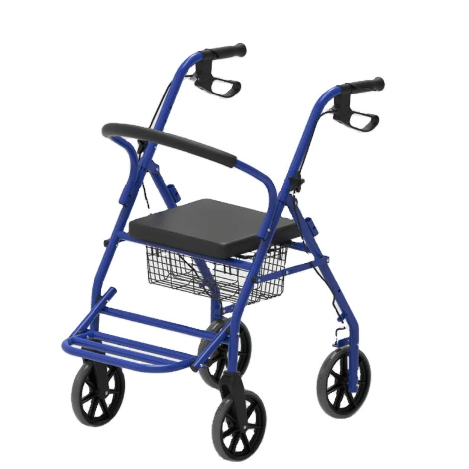 Lightweight elderly walker rollator with seat, folding elderly walker with wheels rolling walker