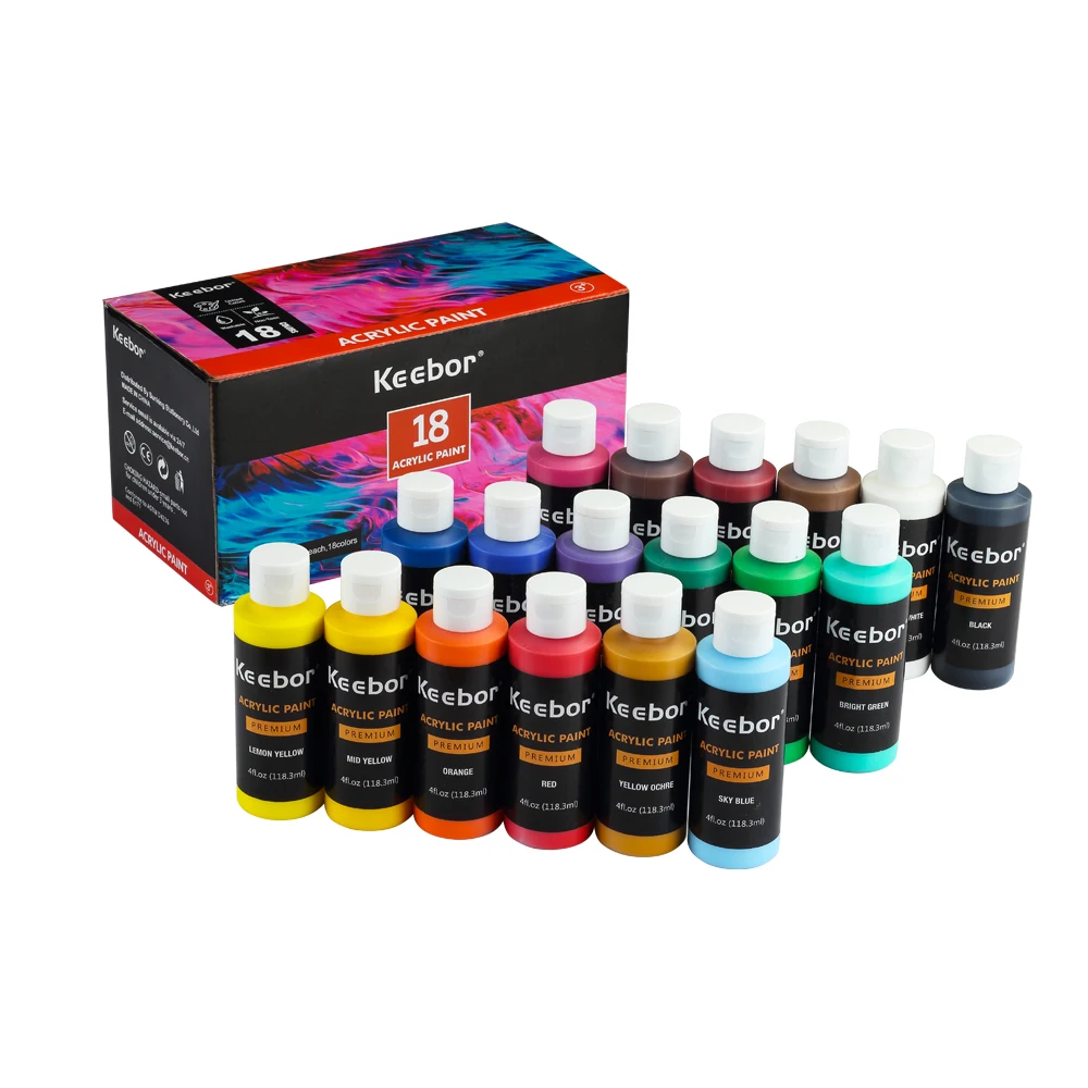 Academy level 18 colors 120ml permanent water proof safe and  Non-Toxic acrylic Paint Set for art painting