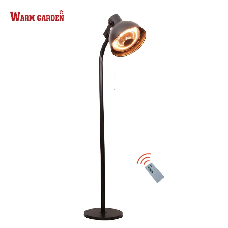 IPX4 standing 2 Halogen heating elements  infrared outdoor patio electric heater with adjustable tilt angle remote control