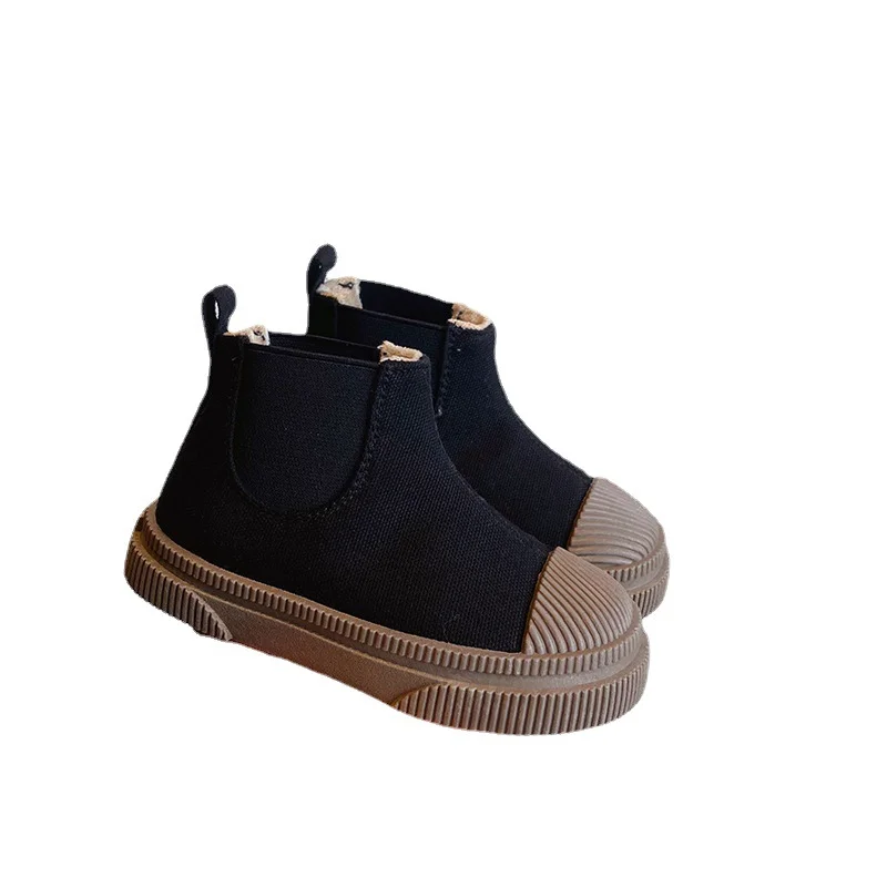 2021 плюс для мальчиков из флиса, плотного текстиля; В черно-белую полоску не скользящая износостойкая Повседневная обувь; Мягкая подошва; Детская зимняя обувь