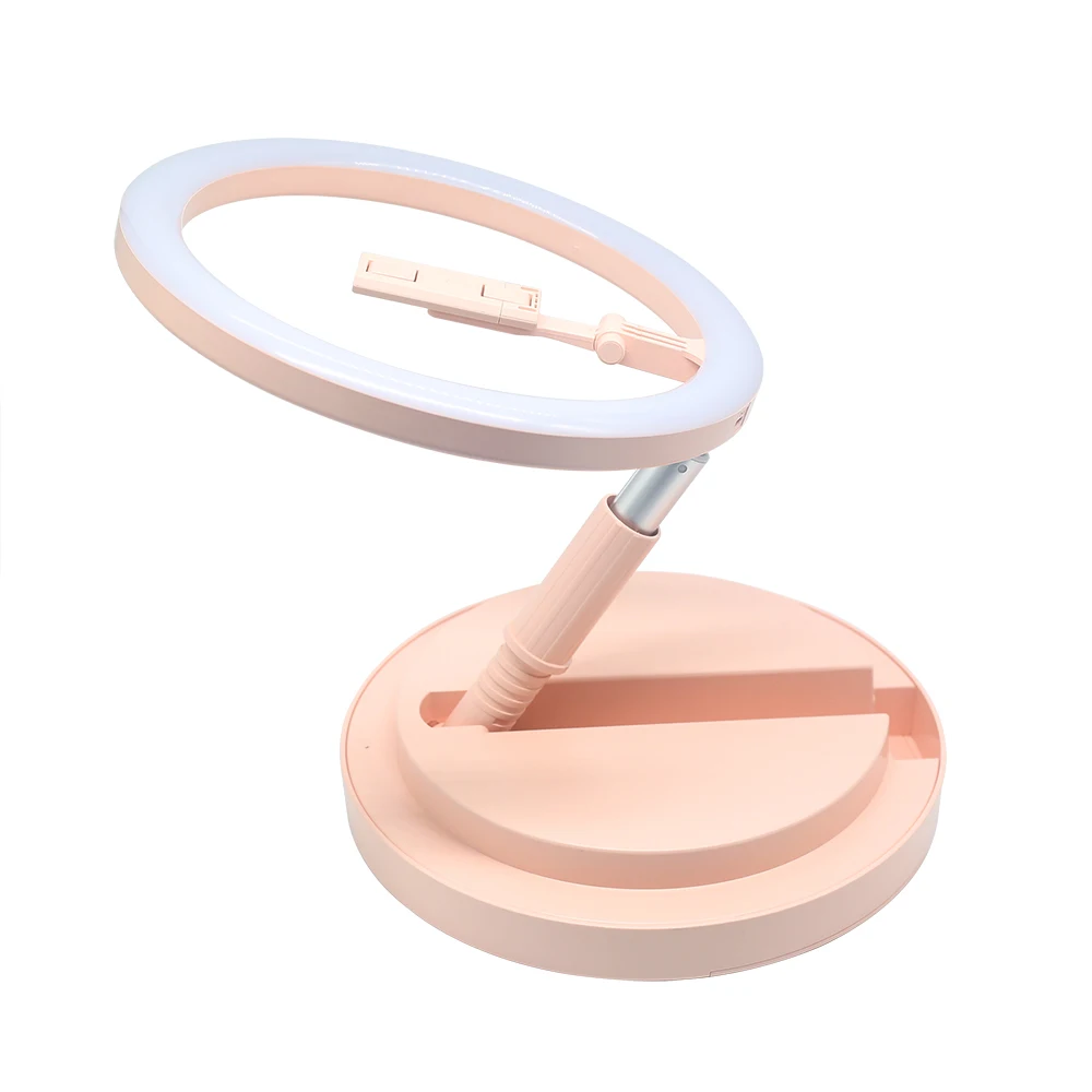 Adjustable Extendable Circle Led Selfie Ring Light For Smartphone With Foldable Tripod Stand
