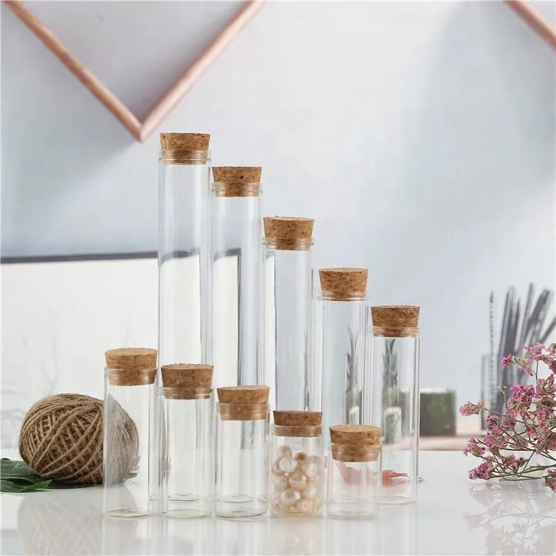 high quality clear custom glass tube container cigar glass tube flat bottom glass test tube with cork