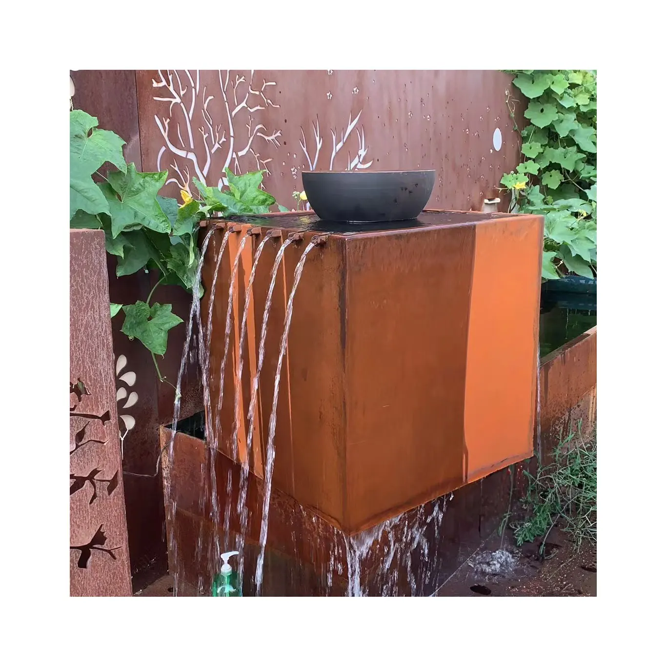 Outdoor Metal Water Features Landscape Corten Steel Water Fountains Indoor  Stainless Steel Waterfall Fountain