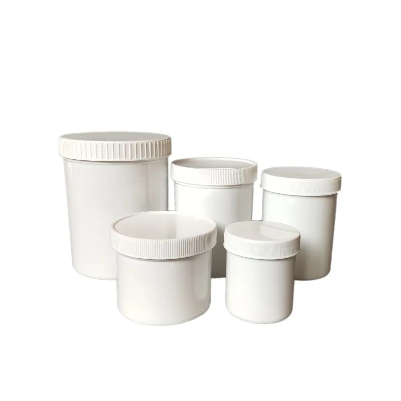 
100ml 250ml 500ml 1000ml white opaque round cylinder ink oil cream HDPE plastic jar 