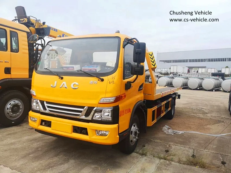 Factory price JAC 4x2 car carrier road recovery truck 4tons flatbed wrecker towing truck