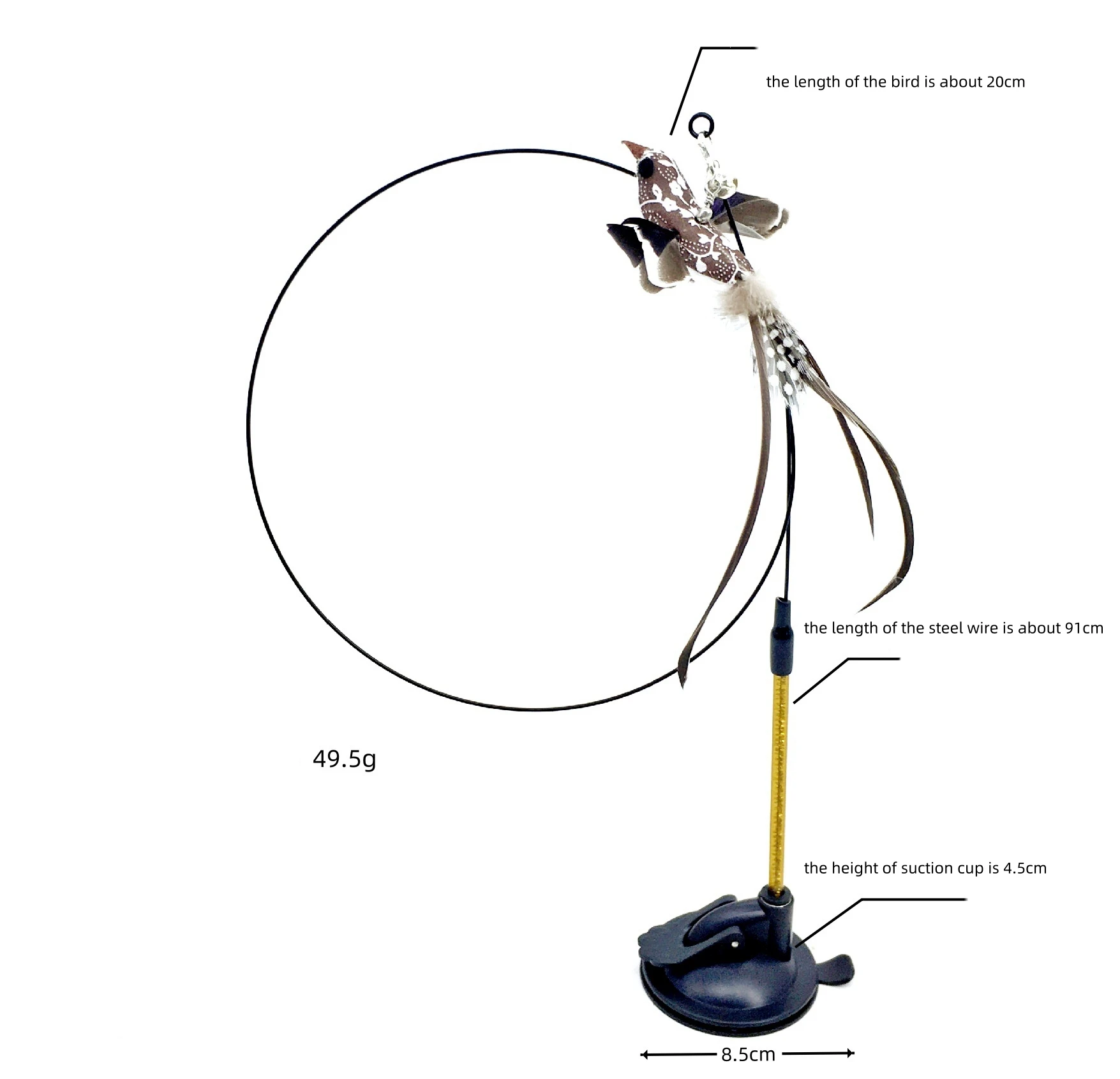 OEM Juguete de la varita del gato Cat Teaser Wand Toy Cat Teaser Steel Wire Simulation Bird Rotating Feather Stick Cat Toy