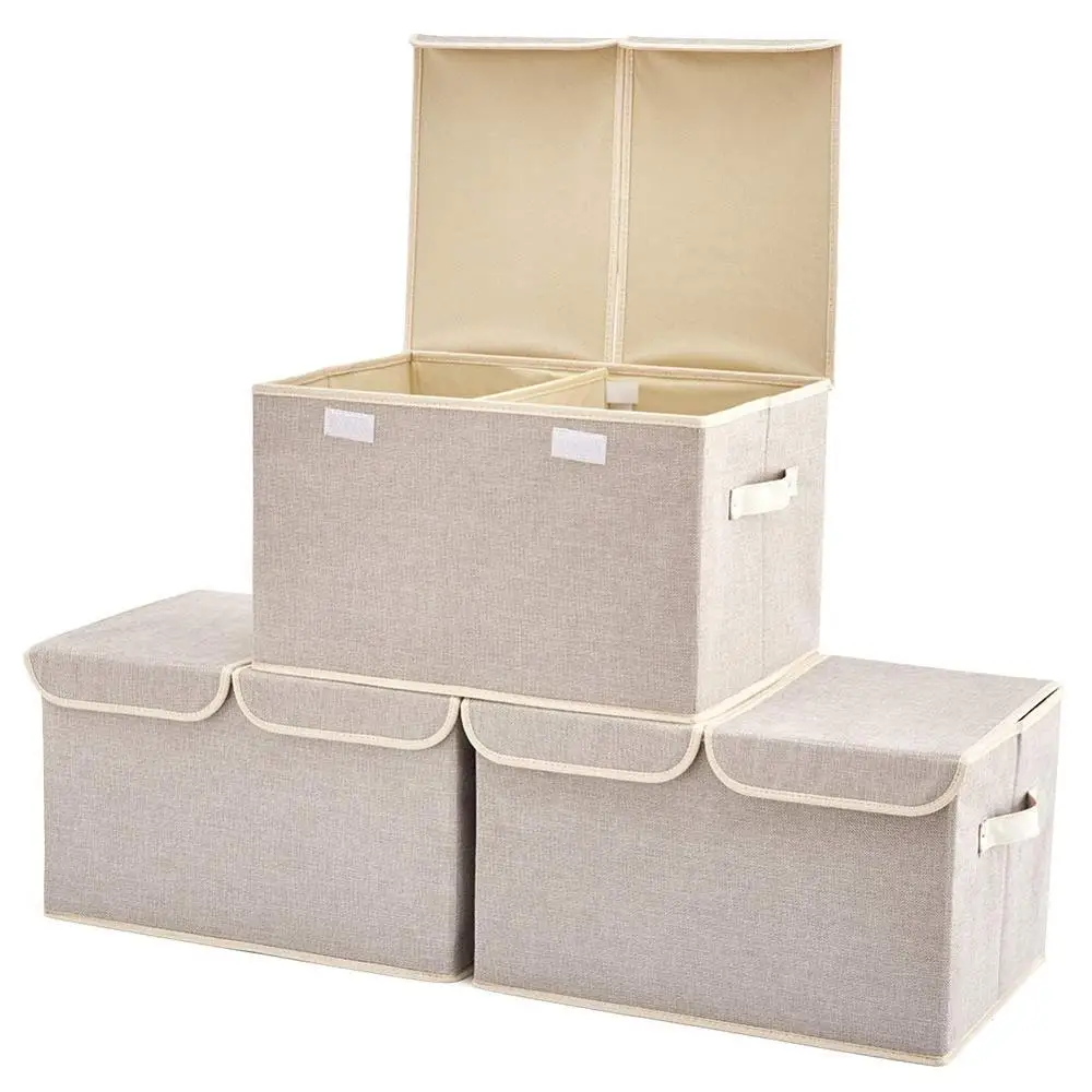 Collapsible 3 Packed  Large Storage Boxes Fabric Foldable Storage Cubes Bin Baby Nursery Toy closet organizer Household Storage