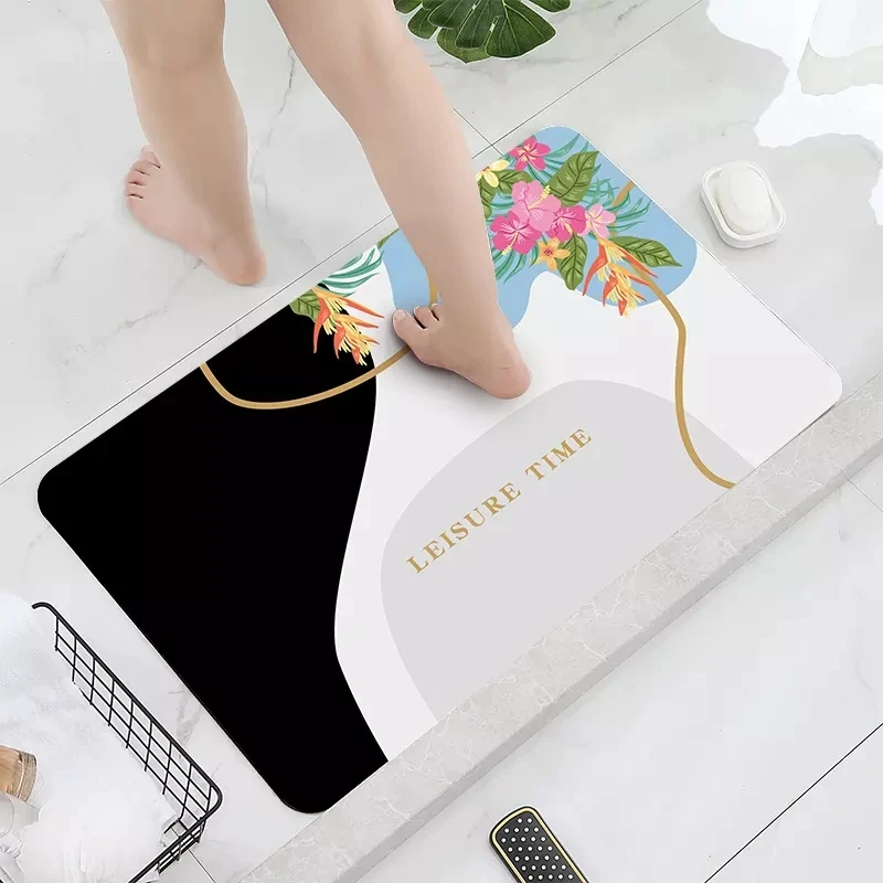 Bathroom Toilet Door Absorbent Floor Mat Carpet Bedroom Non slip Foot Pad Bath Rug Bathroom Mat
