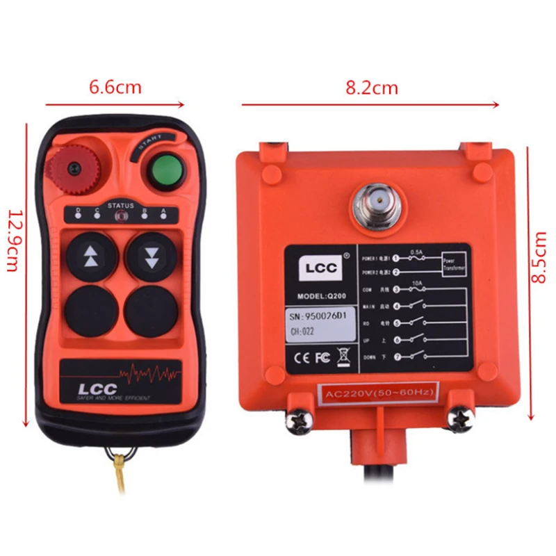 Q202 Push button industrial switch scissor lift remote control for hoist radio overhead hoist eot crane wireless remote control