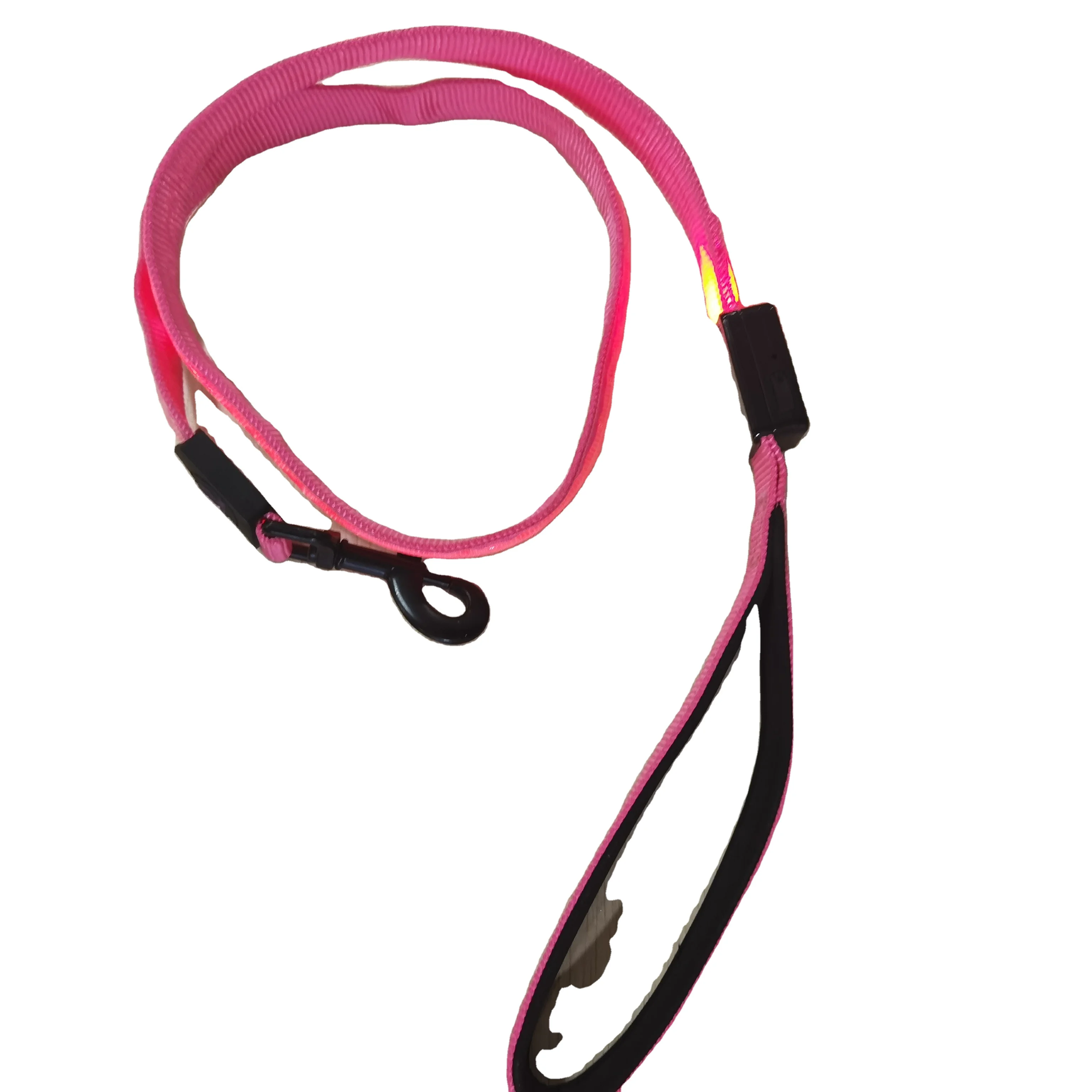 USB Rechargeable LED Light Up Dog Leash With Neoprene pad handle Different Color Available glow in dark pet dog leashes
