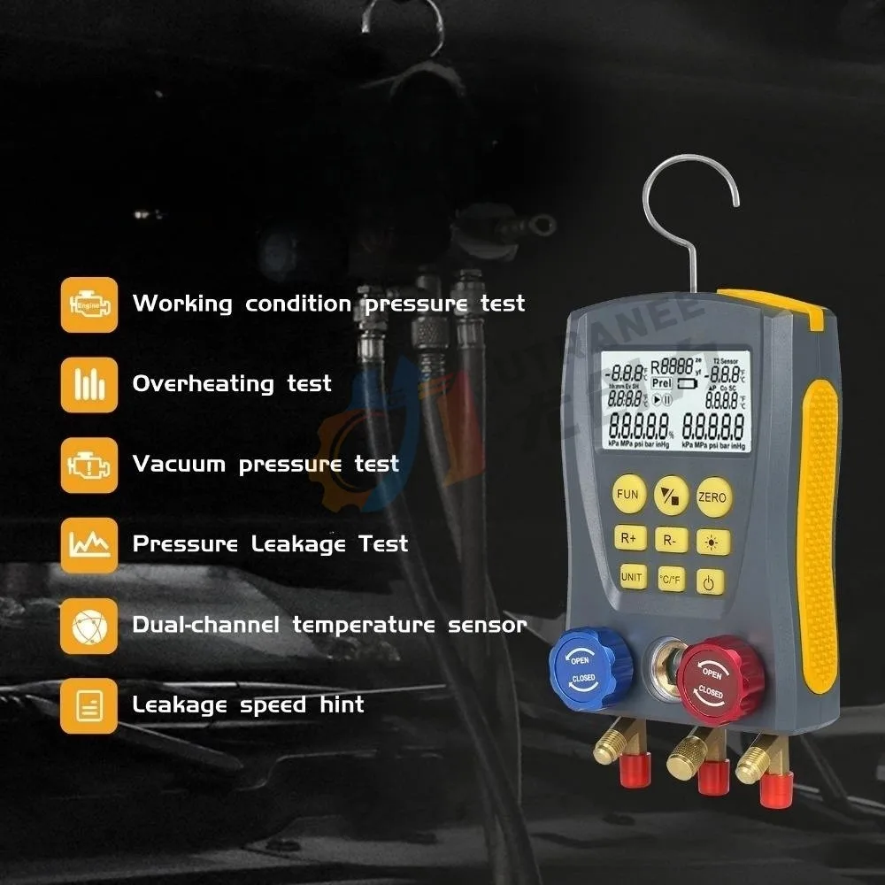 Wholesale High quality digital manifold gauge Auto AC   pressure meter tool sets R134A R410A R404A R1234YF R407 R507 R600A