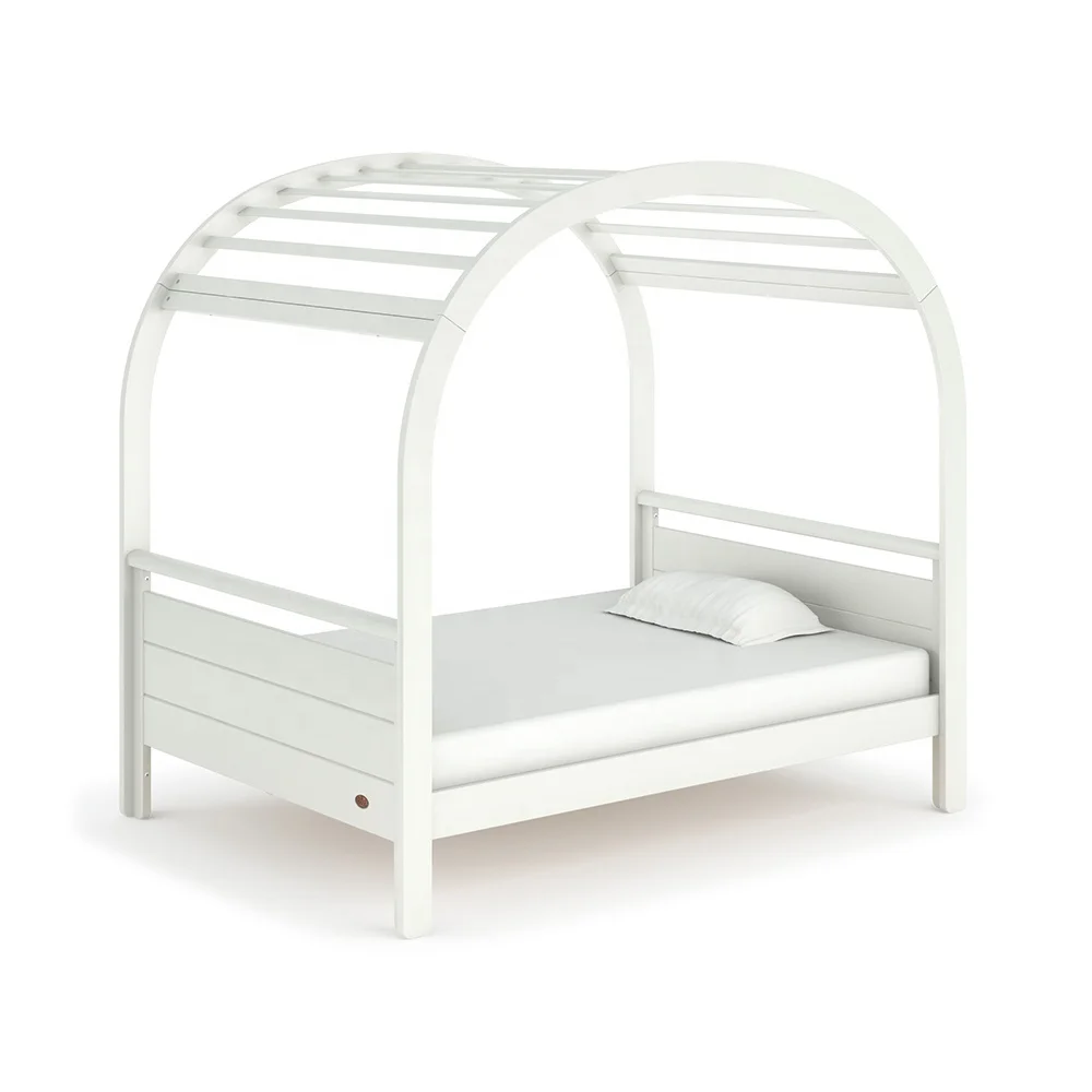 Only B2B Boori Simple White Full Size Wooden Toddler Girls House Bed For Kids