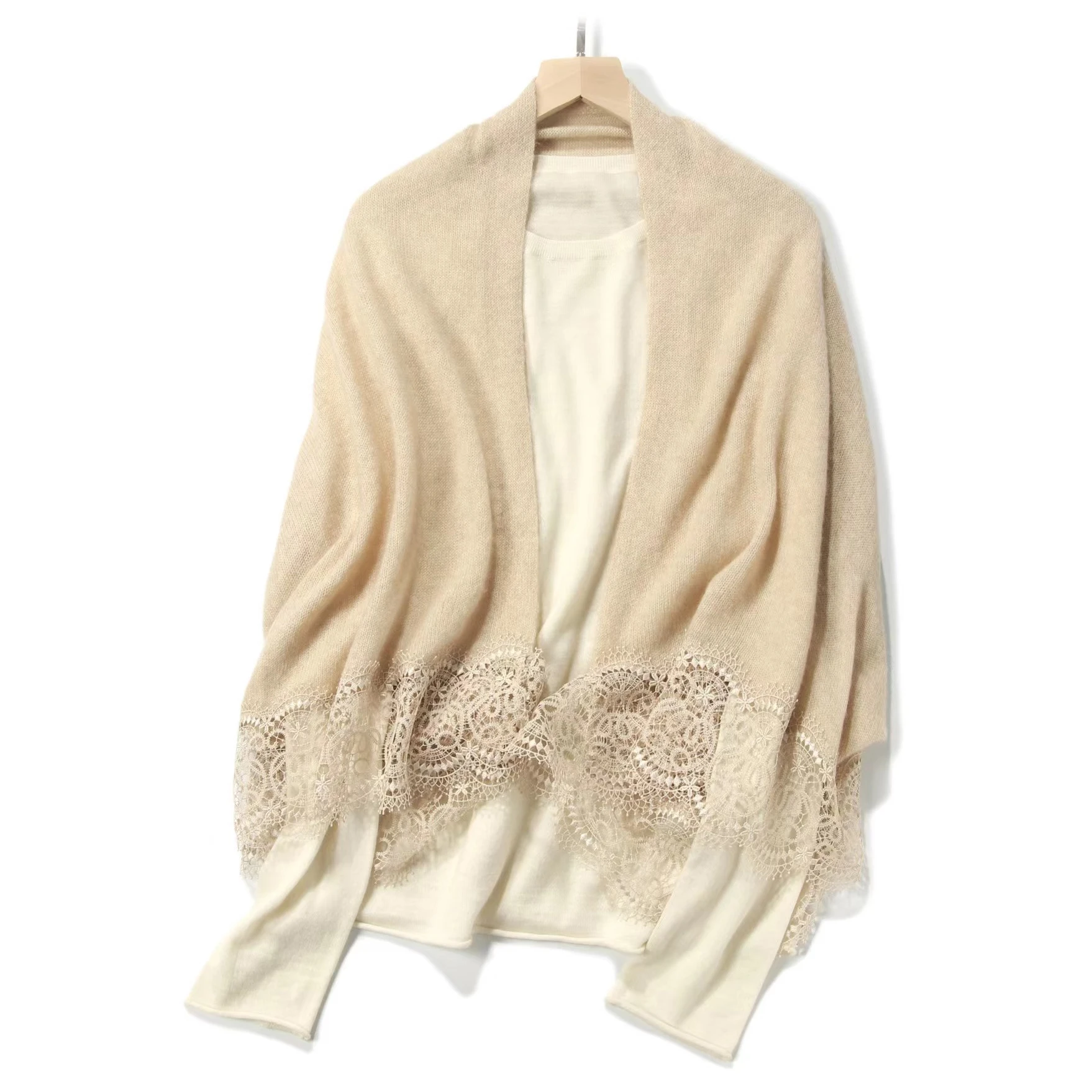 Inner Mongolia Pure 100% Cashmere lace Poncho Women Cashmere Sweater Plus Oversized  Adults Solid 12 GG