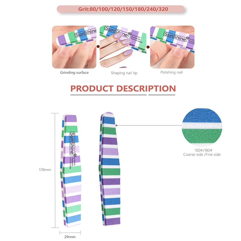 Support customized LOGO nail buffer block and file supplies 120/180 double side disposable sponge manicure nail buffer